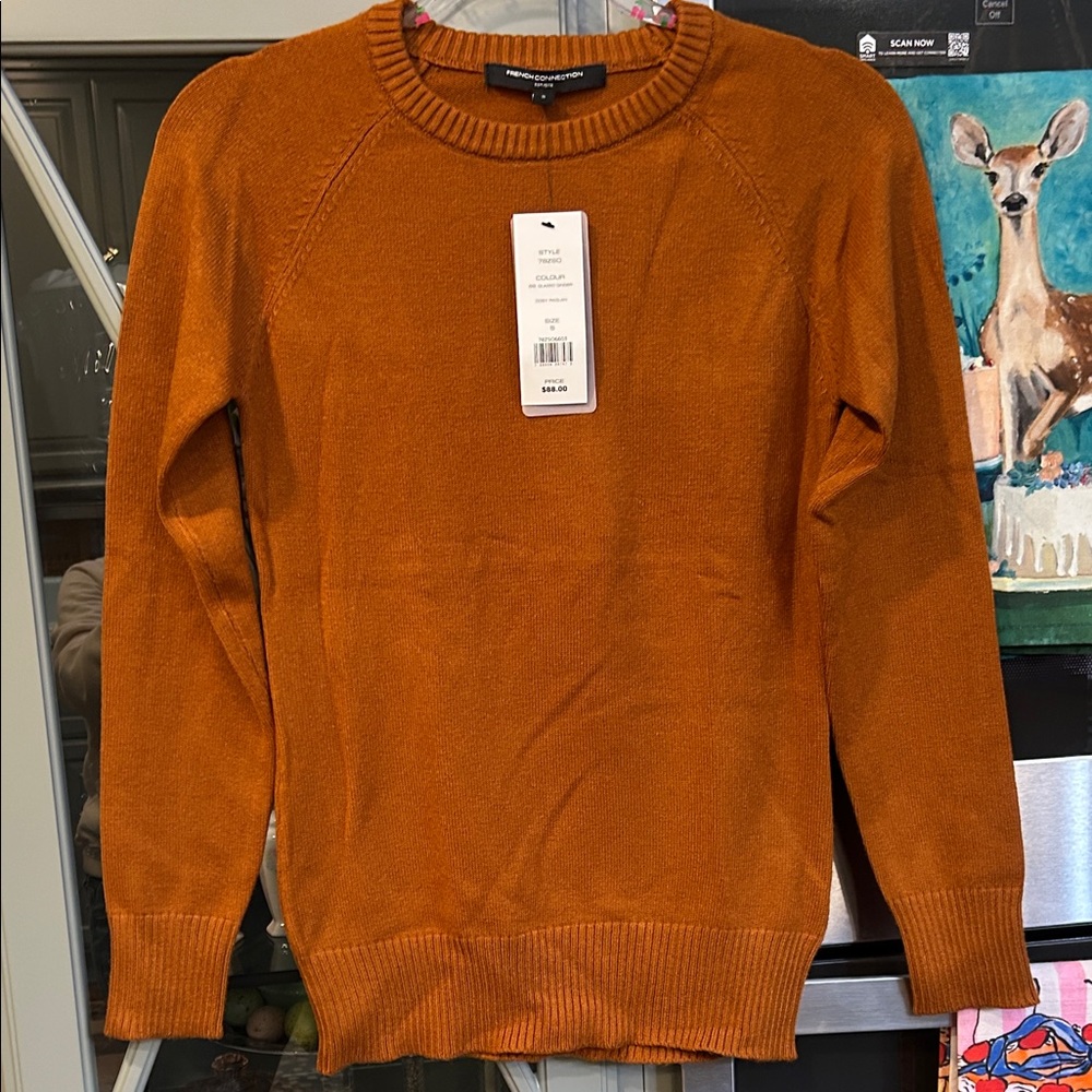 French Connection Women's Orange Crewneck Sweater